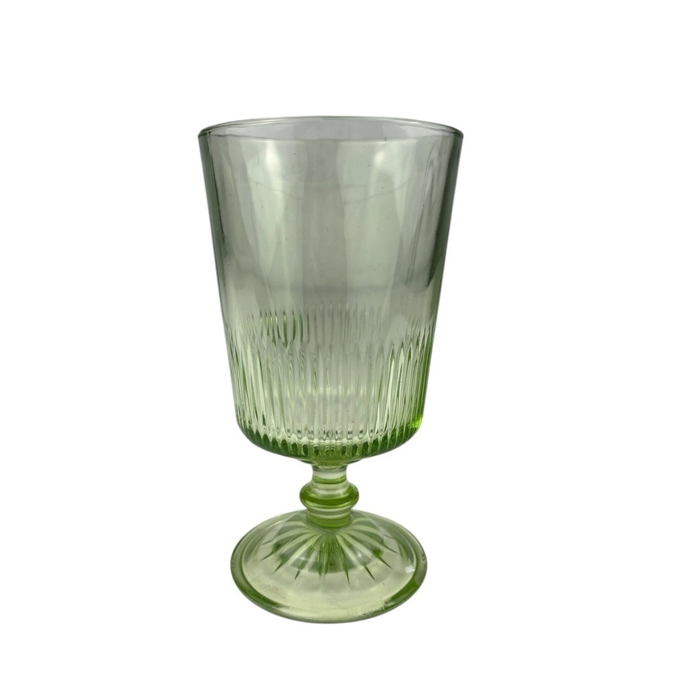 Martha Stewart Green Starburst Iced Tea Glass Beverage Water Goblet Stemmed